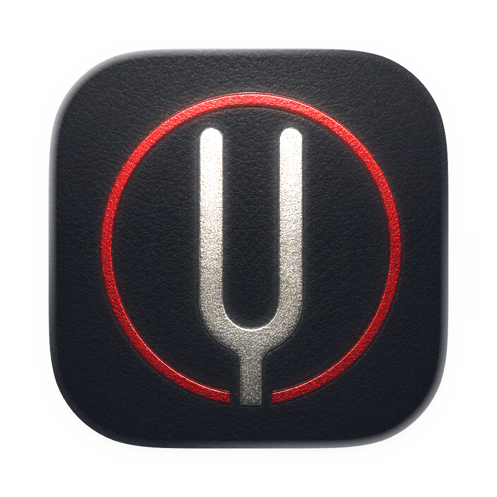 ReKey app icon — dark squircle with a glowing red ring and tuning fork