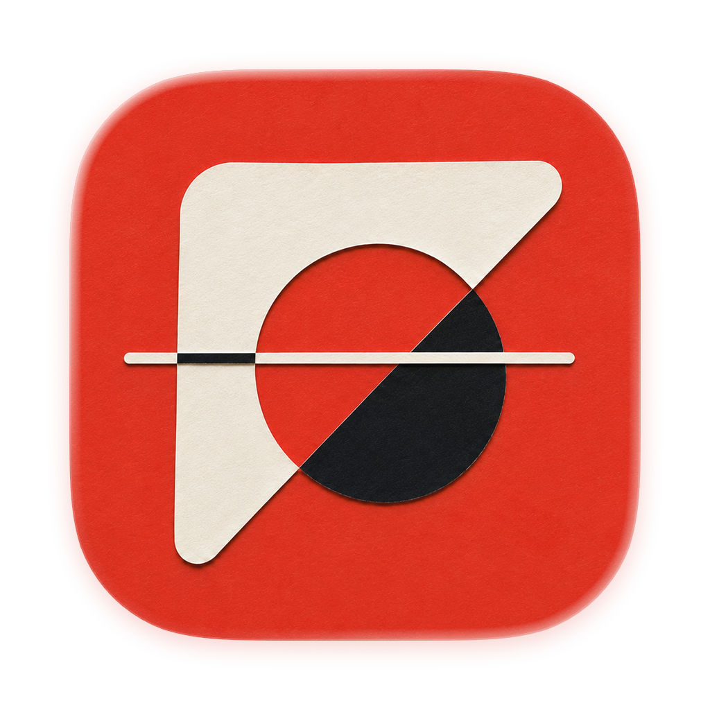 FontFlip app icon — red squircle with stylised type mark